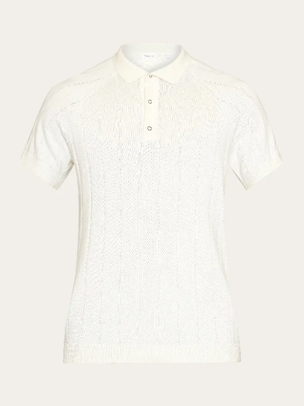 Smart Urban Basic Essentials Regular short sleeved striped knitted polo - GOTS/Vegan - Egret Smart Urban Basic Essentials Regular short sleeved striped knitted polo - GOTS/Vegan - Egret