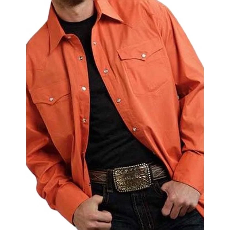Timeless Rebel Basic Essentials Roper Orange Men's Western Shirt