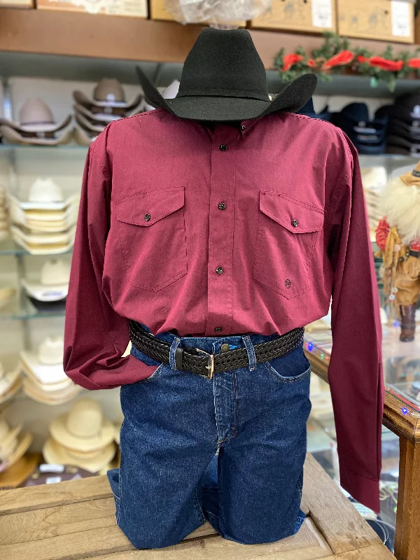 Timeless Urban Formal Wear Roper Wine Long  Sleeve Shirt