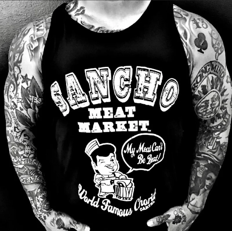 Monochrome Minimal Minimalist Pieces Sancho Meat Market Men's Tank Top