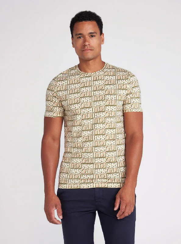Smart Cool Fashion Tops Sand Upside Down Logo T-Shirt