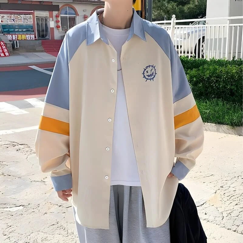 Retro Edge Trendy Apparel Soft Boy Smiley Pastel Shirt