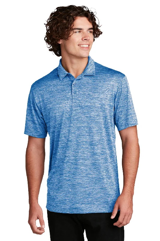 Retro Relaxed Classic Fits Sport-Tek Mens Electric Heather Moisture Wicking Short Sleeve Polo Shirt - True Royal Blue Electric Retro Relaxed Classic Fits Sport-Tek Mens Electric Heather Moisture Wicking Short Sleeve Polo Shirt - True Royal Blue Electric