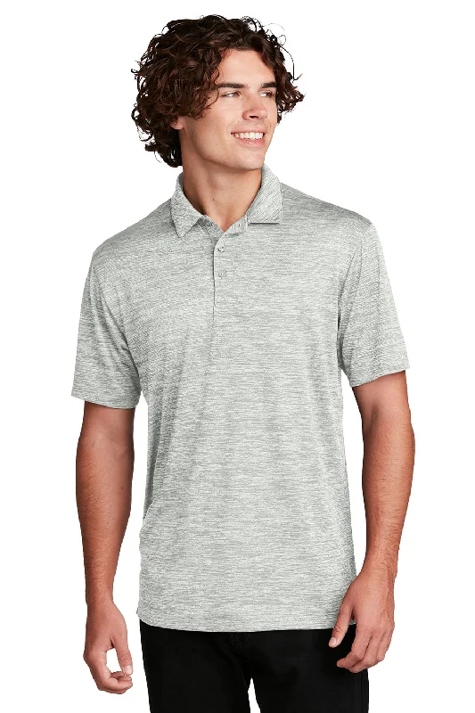 Sophisticated Rugged Urban Tees Sport-Tek Mens Electric Heather Moisture Wicking Short Sleeve Polo Shirt - Silver Grey Electric Sophisticated Rugged Urban Tees Sport-Tek Mens Electric Heather Moisture Wicking Short Sleeve Polo Shirt - Silver Grey Electric