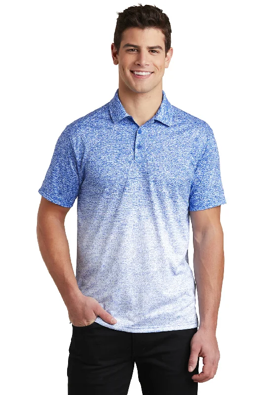 Retro Casual Urban Fashion Sport-Tek Mens Ombre Heather Moisture Wicking Short Sleeve Polo Shirt - White/True Royal Blue Retro Casual Urban Fashion Sport-Tek Mens Ombre Heather Moisture Wicking Short Sleeve Polo Shirt - White/True Royal Blue