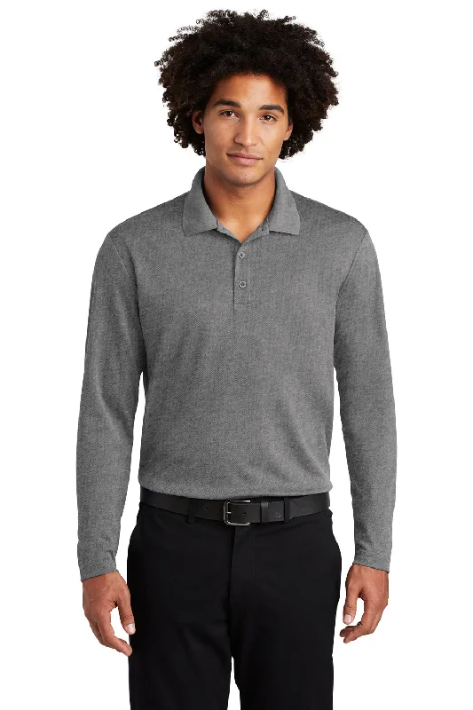 Edgy Luxe Fashion Jacket Sport-Tek Mens RacerMesh Moisture Wicking Long Sleeve Polo Shirt - Heather Grey Edgy Luxe Fashion Jacket Sport-Tek Mens RacerMesh Moisture Wicking Long Sleeve Polo Shirt - Heather Grey