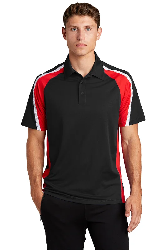 Timeless Cool Relaxed Fit Sport-Tek Mens Sport-Wick Moisture Wicking Short Sleeve Polo Shirt - Black/True Red/White Timeless Cool Relaxed Fit Sport-Tek Mens Sport-Wick Moisture Wicking Short Sleeve Polo Shirt - Black/True Red/White