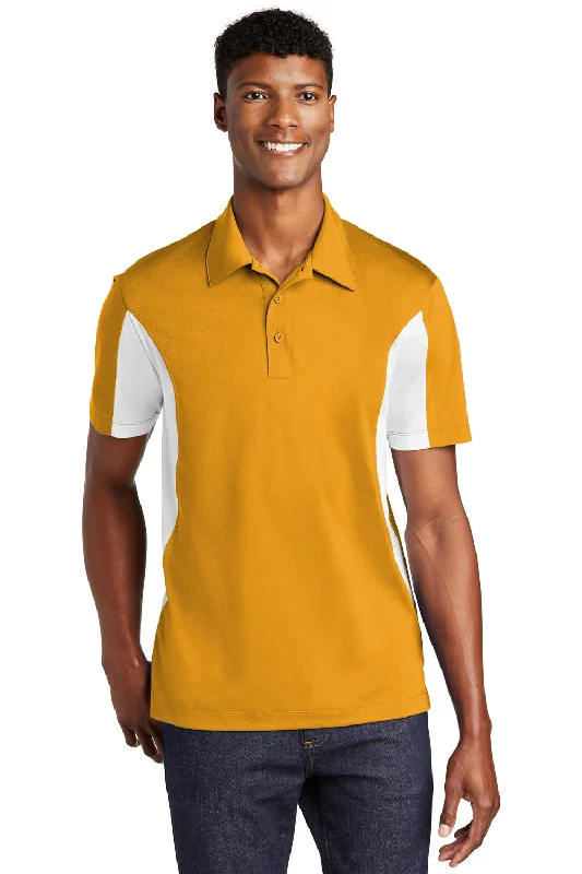 Urban Minimal Active Styles Sport-Tek Mens Sport-Wick Moisture Wicking Short Sleeve Polo Shirt - Gold/White Urban Minimal Active Styles Sport-Tek Mens Sport-Wick Moisture Wicking Short Sleeve Polo Shirt - Gold/White