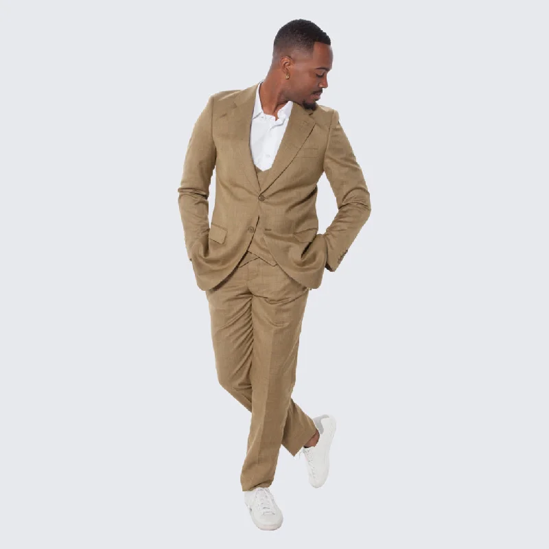 Sleek Heritage Classic Apparel Oatmeal Textured Suit Three Piece Set with Large Notch Lapel by Stacy Adams - Wedding - Prom Sleek Heritage Classic Apparel Oatmeal Textured Suit Three Piece Set with Large Notch Lapel by Stacy Adams - Wedding - Prom