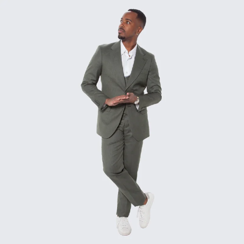Rugged Luxe Vintage Style Olive Textured Suit Three Piece Set with Large Notch Lapel by Stacy Adams - Wedding - Prom Rugged Luxe Vintage Style Olive Textured Suit Three Piece Set with Large Notch Lapel by Stacy Adams - Wedding - Prom