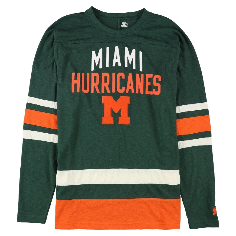 Rugged Rebel Office Outfits STARTER Mens Miami Hurricanes Graphic T-Shirt, Green, Large Rugged Rebel Office Outfits STARTER Mens Miami Hurricanes Graphic T-Shirt, Green, Large