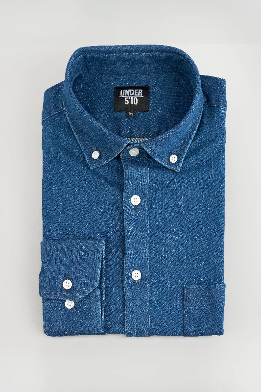 Monochrome Rugged Everyday Apparel Stretch Denim Button Down Shirt Medium Wash