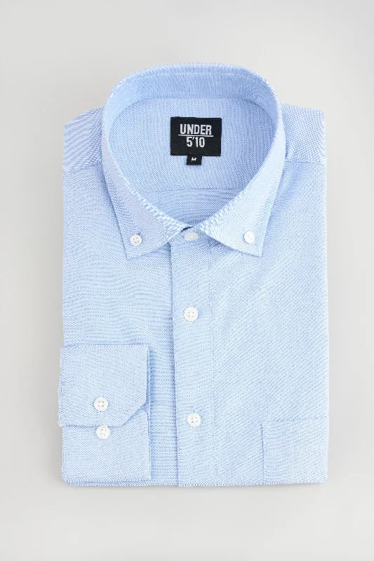 Modern Street Casual Trousers Stretch Oxford Button Down Shirt Light Blue