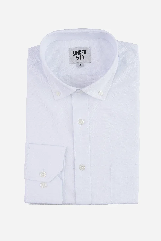 Relaxed Modern Designer Casuals Stretch Oxford Button Down Shirt White