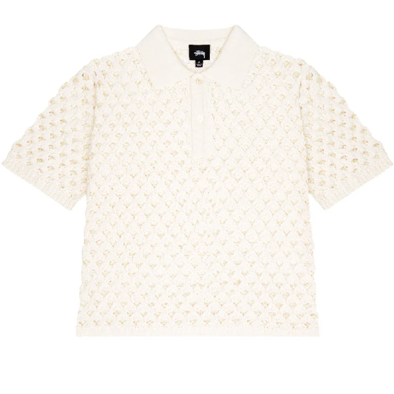Relaxed Rebel Fashion Bottoms STÜSSY BIG MESH POLO SWEATER // IVORY