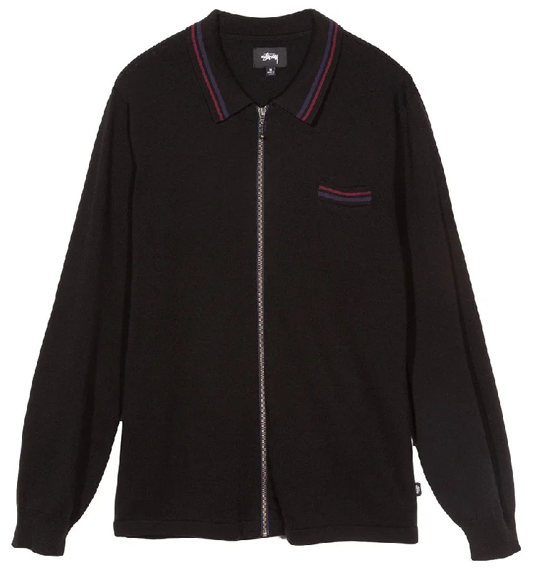 Chic Classic Modern Clothing STÜSSY PERRY ZIP L/SL POLO KNIT // BLACK