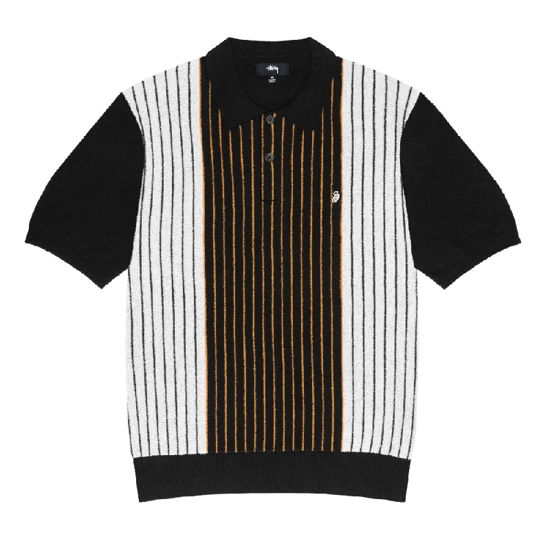 Heritage Cool Trendy Shoes STÜSSY TEXTURED SS POLO SWEATER // BLACK STRIPE