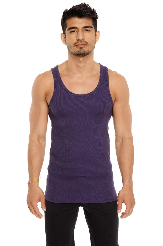Monochrome Rugged Fashion Jacket Sustain Tank Top (Eggplant Purple)