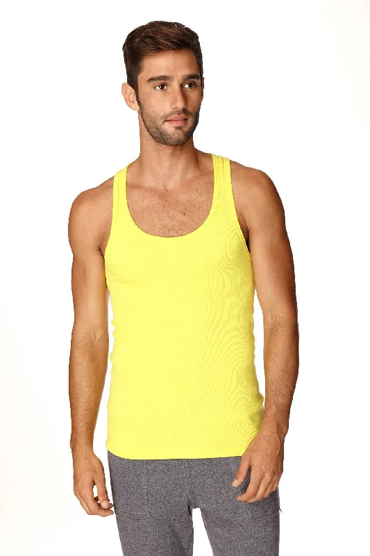 Chic Monochrome Denim Trends Sustain Tank Top (Tropic Yellow)