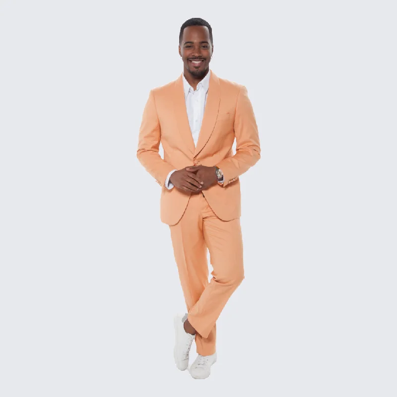 Heritage Relaxed Modern Clothing Tangerine Skinny Fit Suit Three Piece Set - Wedding - Prom Heritage Relaxed Modern Clothing Tangerine Skinny Fit Suit Three Piece Set - Wedding - Prom