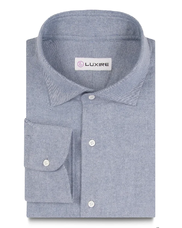 Minimal Rugged Casual Wear Teal Blue Twill Flannel Shirt