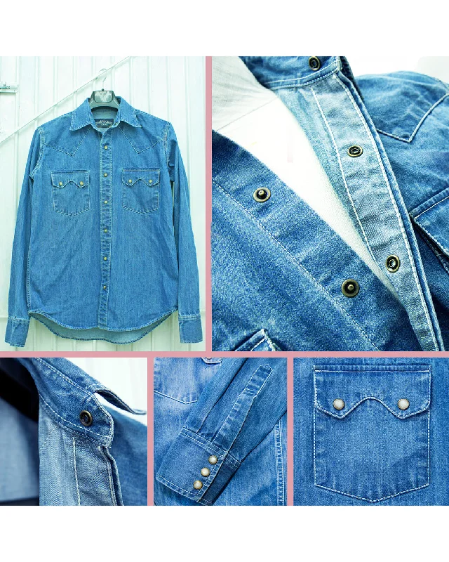 Retro Relaxed Trendy Shoes The Railroad: Washed Denim Work Shirt