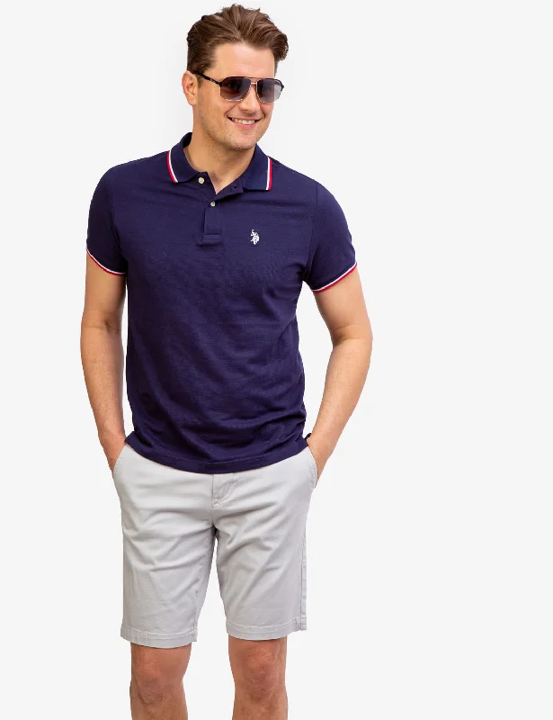 Modern Rebel Athletic Outfits TIPPED OTTOMAN PIQUE POLO SHIRT