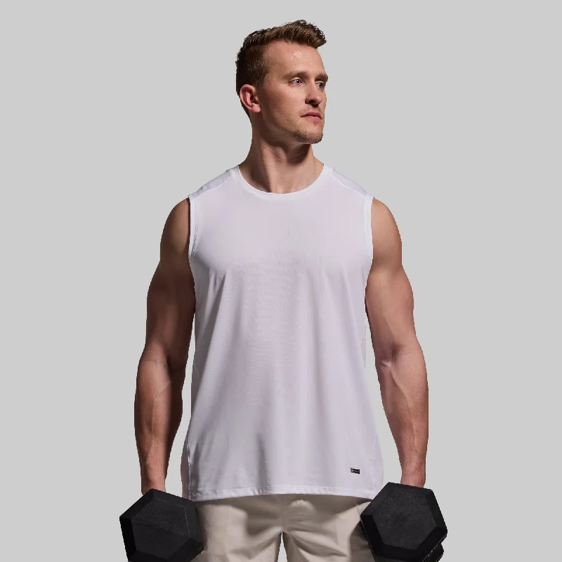 Polished Edge Everyday Jeans Training Muscle Tank (White)