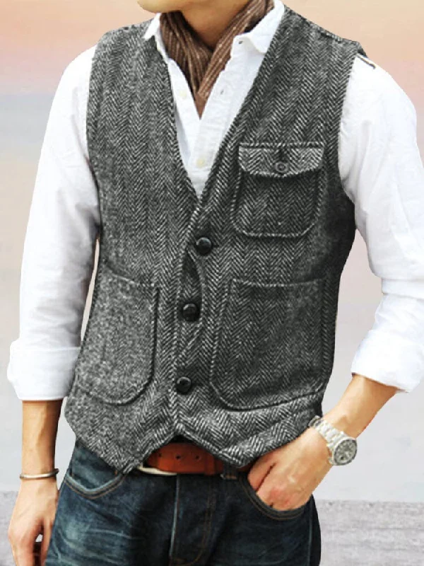Casual Sleek Comfortable Fits Vintage Texture Suit Vest