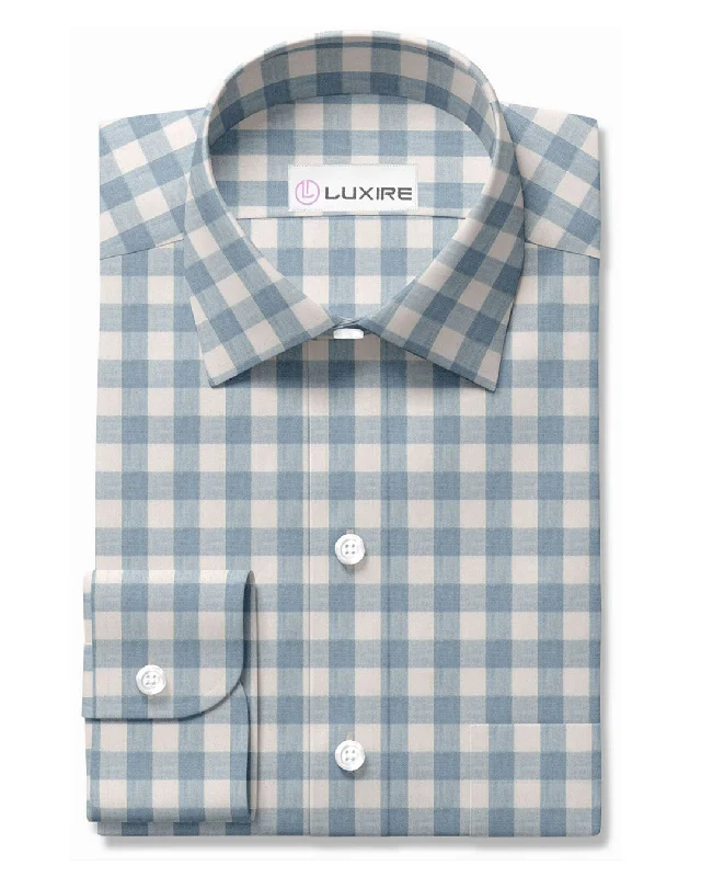 Retro Rugged Formal Shirts Washed Indigo Cream Gingham
