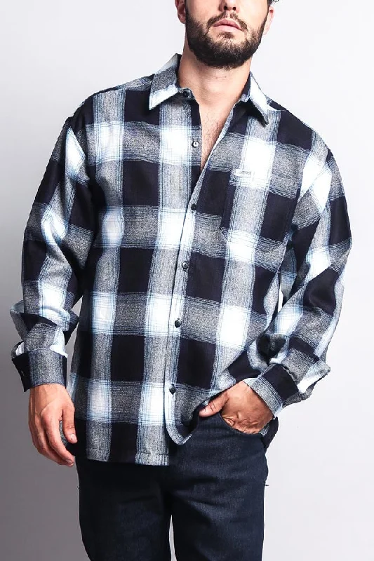 Understated Rugged Premium Clothing Western Casual Plaid Long Sleeve Button Up Shirt