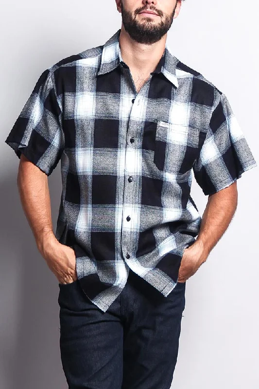 Relaxed Rebel Fall Fashion Western Casual Plaid Short Sleeve Button Up Shirt