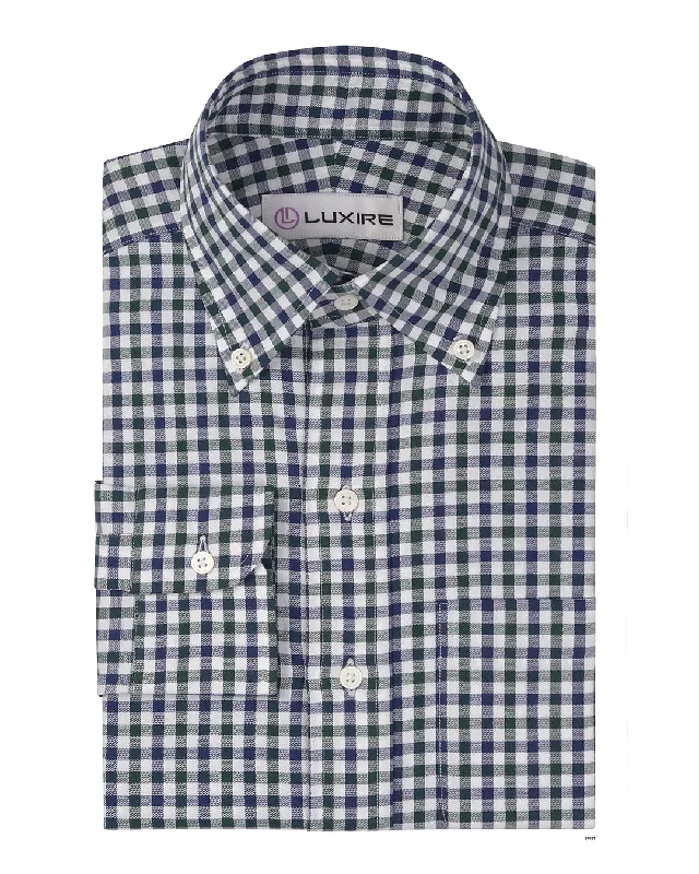 Contemporary Luxe Weekend Styles White Blue Green Gingham
