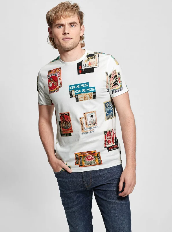 Timeless Urban Everyday Look White Short Sleeve Stamp T-Shirt