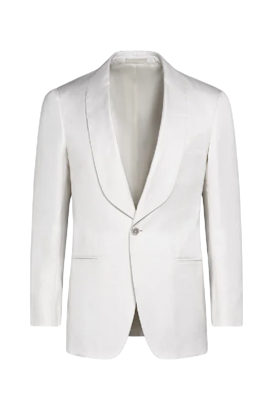 Minimal Polished Fashionable Wear White Silk Shawl Lapel Single Breasted Jacket