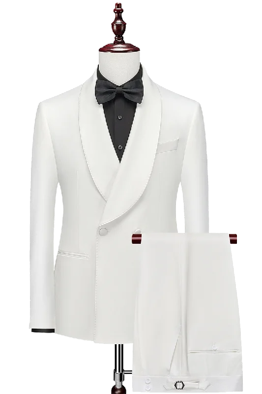 Rugged Edge Layered Styles White Wool 2-Button Stretch Performance Suit