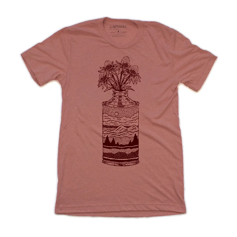 Retro Casual Sleek Designs Wildflower Can Tee -Mauve