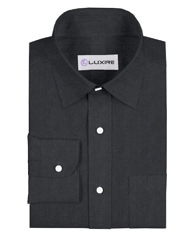 Vintage Rugged Practical Clothing Indigo Herringbone Denim Shirt