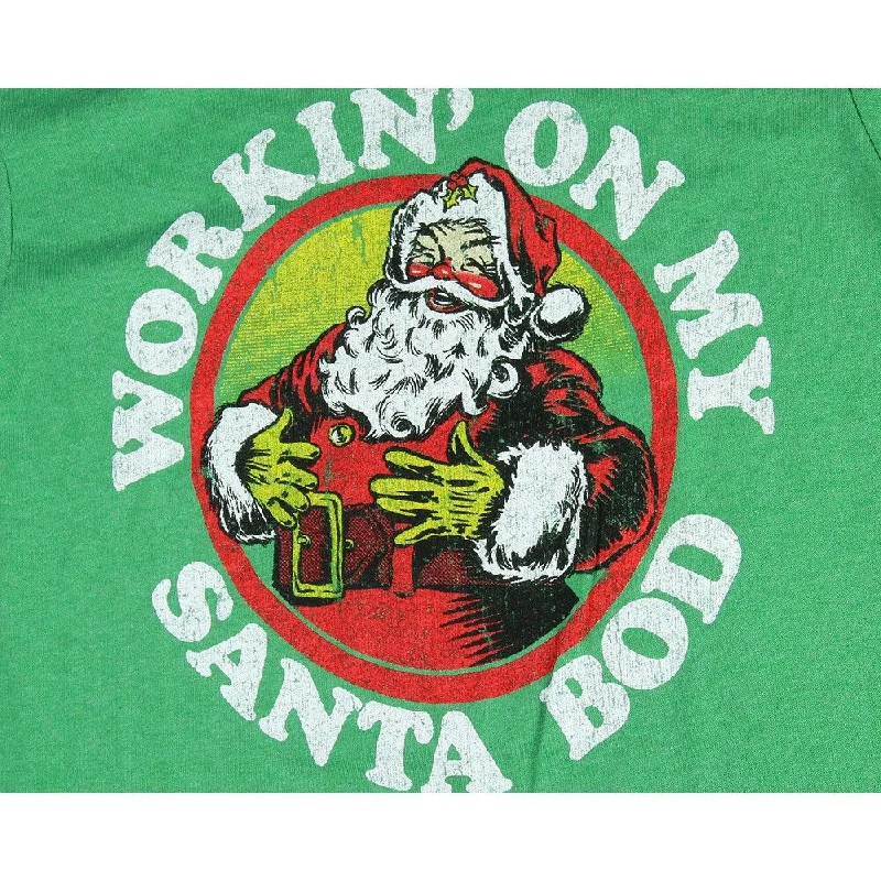 Street Minimal Fashion Jeans Workin' On My Santa Bod Men's Distressed Graphic Holiday Print T-Shirt Street Minimal Fashion Jeans Workin' On My Santa Bod Men's Distressed Graphic Holiday Print T-Shirt