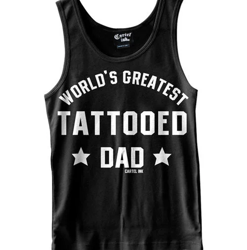 Contemporary Cool Sporty Designs World's Greatest Tattooed Dad Men's Tank Top