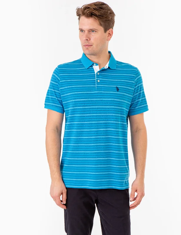 Minimal Rugged Classic Styles YARN DYE BIRDSEYE STRIPE PIQUE POLO SHIRT