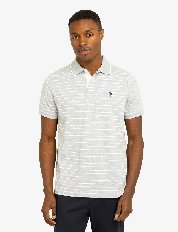 Retro Smart Casual Jackets YARN DYE STRIPE JERSEY POLO SHIRT