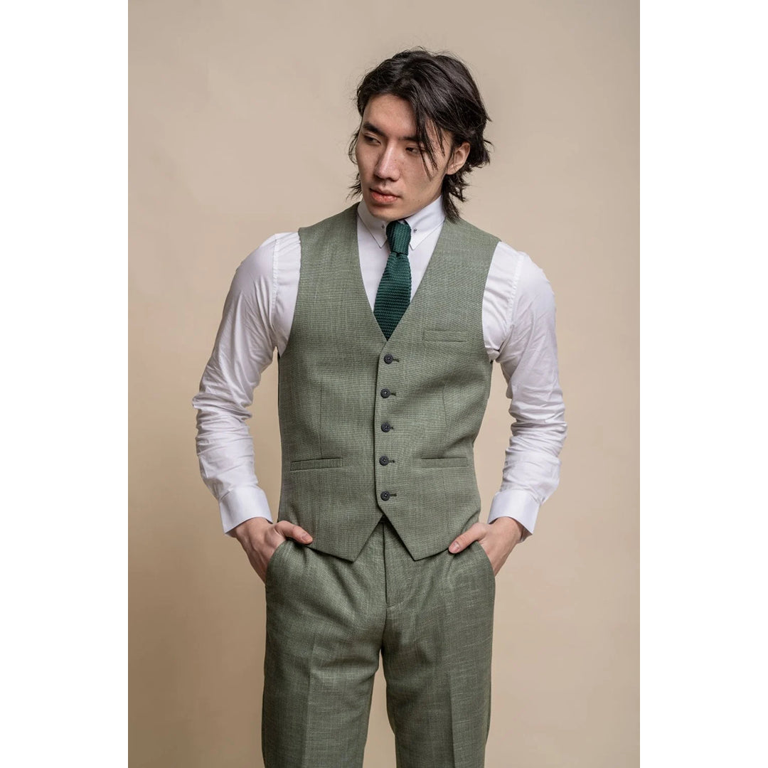 Classic Cool Designer Casuals Miami - Men's Sage Green Summer Waistcoat