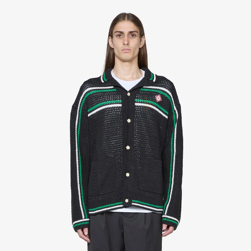 Modern Heritage Crochet Effect Tennis Shacket Black