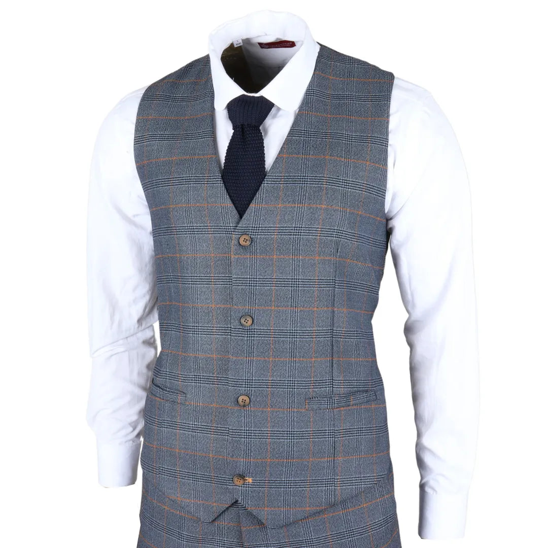Chic Rebel Stylish Jeans Gisborne - Men's Navy Checked Waistcoat