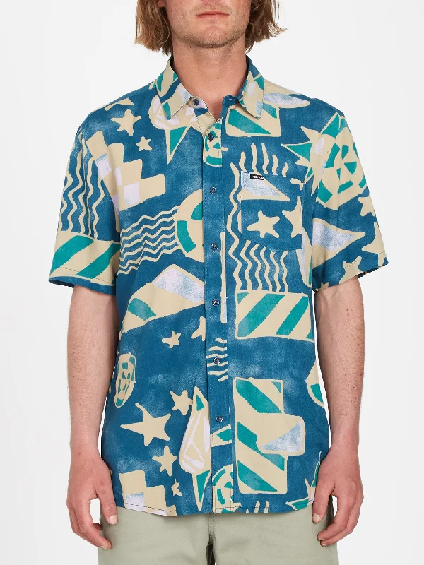 Retro Smart Classic Fits Hand Geo Shirt - AGED INDIGO