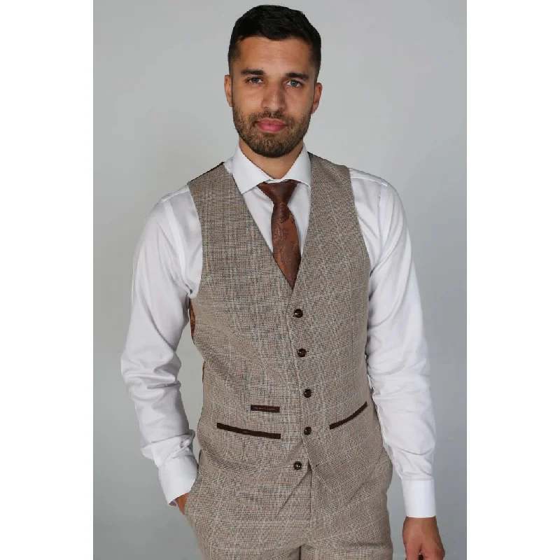 Relaxed Rebel Bold Colors Holland - Men's Beige Check Waistcoat