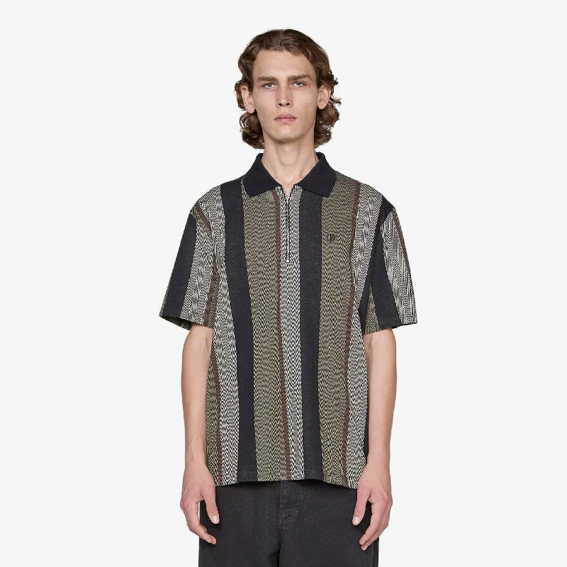 Effortless Rugged Jacques Polo Shirt Herringbone Khaki Green