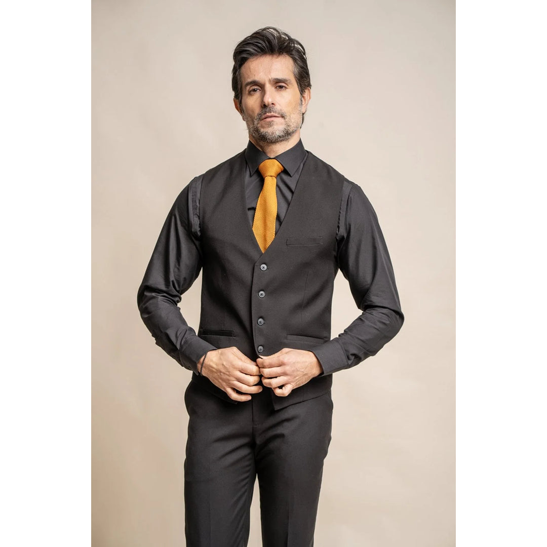 Minimal Rugged Trendy Shoes Marco - Men's Classic Black Waistcoat