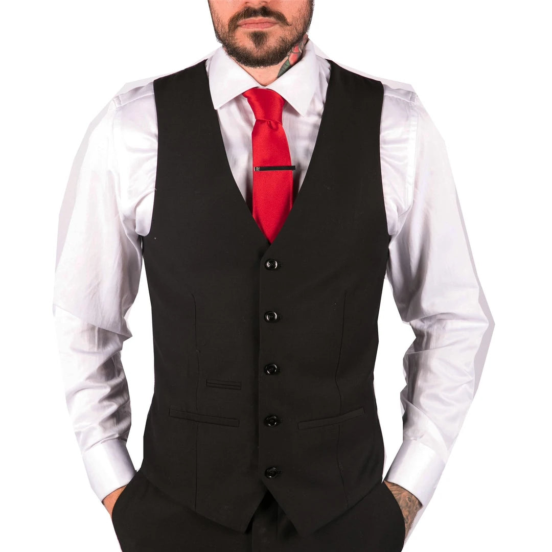 Vintage Cool Minimalist Pieces ak-20 - Men's Classic Black Waistcoat Funeral Wedding Office Work Vintage Cool Minimalist Pieces ak-20 - Men's Classic Black Waistcoat Funeral Wedding Office Work